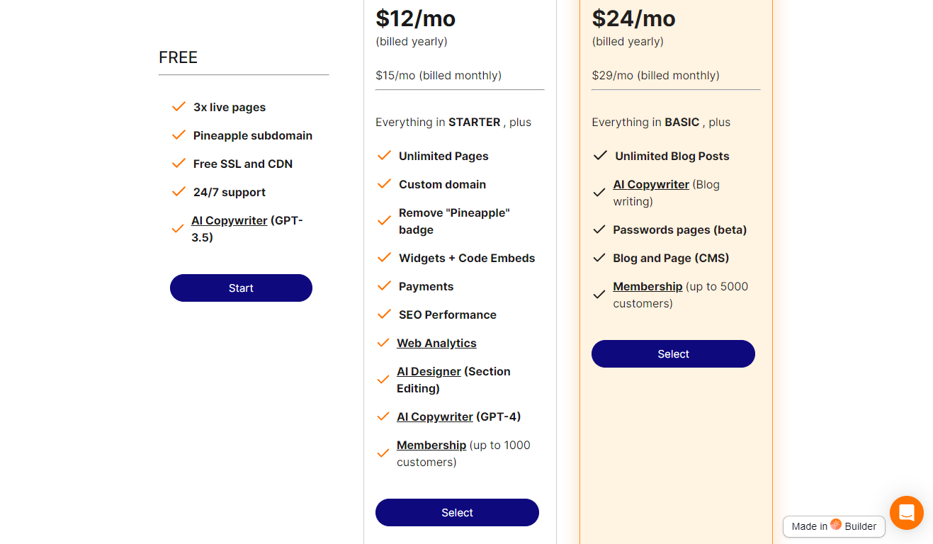 pineapple ai pricing